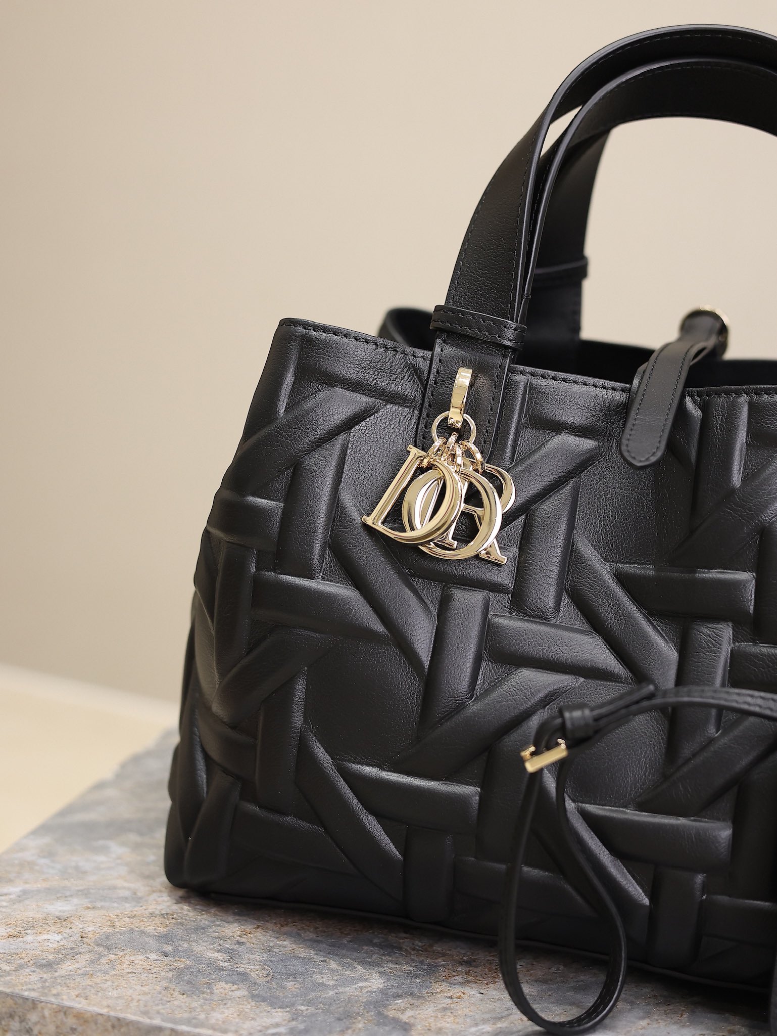 Medium Dior Toujours Bag Black Graphic Cannage Calfskin